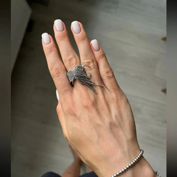 Anthropologie Tassel Stainless Steel Waterproof Resizable Ring - Picture 13 of 17